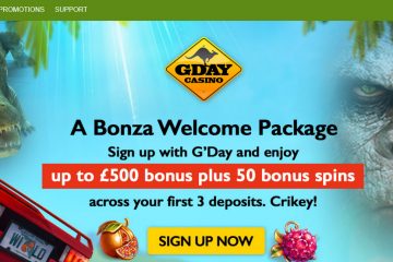 GdayCasino €500 welcome bonus + 50 bonus spins