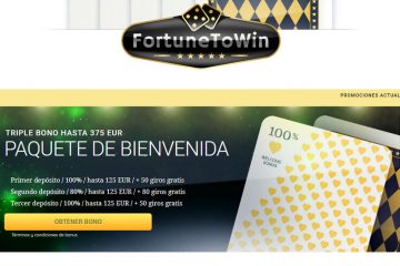 Fortunetowin 180 Giros Gratis & 375 EUR Codigo de Promocion