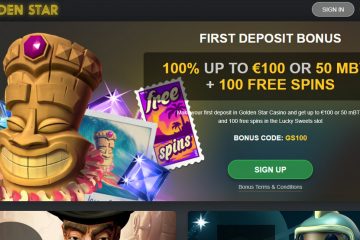 GoldenStar Casino 100 giros gratis & 300 EUR Bonus
