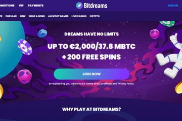 Bitdreams 200 Tiradas gratis & Up to 2000 EUR Bonificaciones
