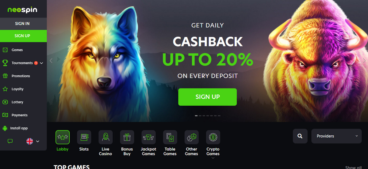 Neospin Cashback 20 on every deposit & more Promotions